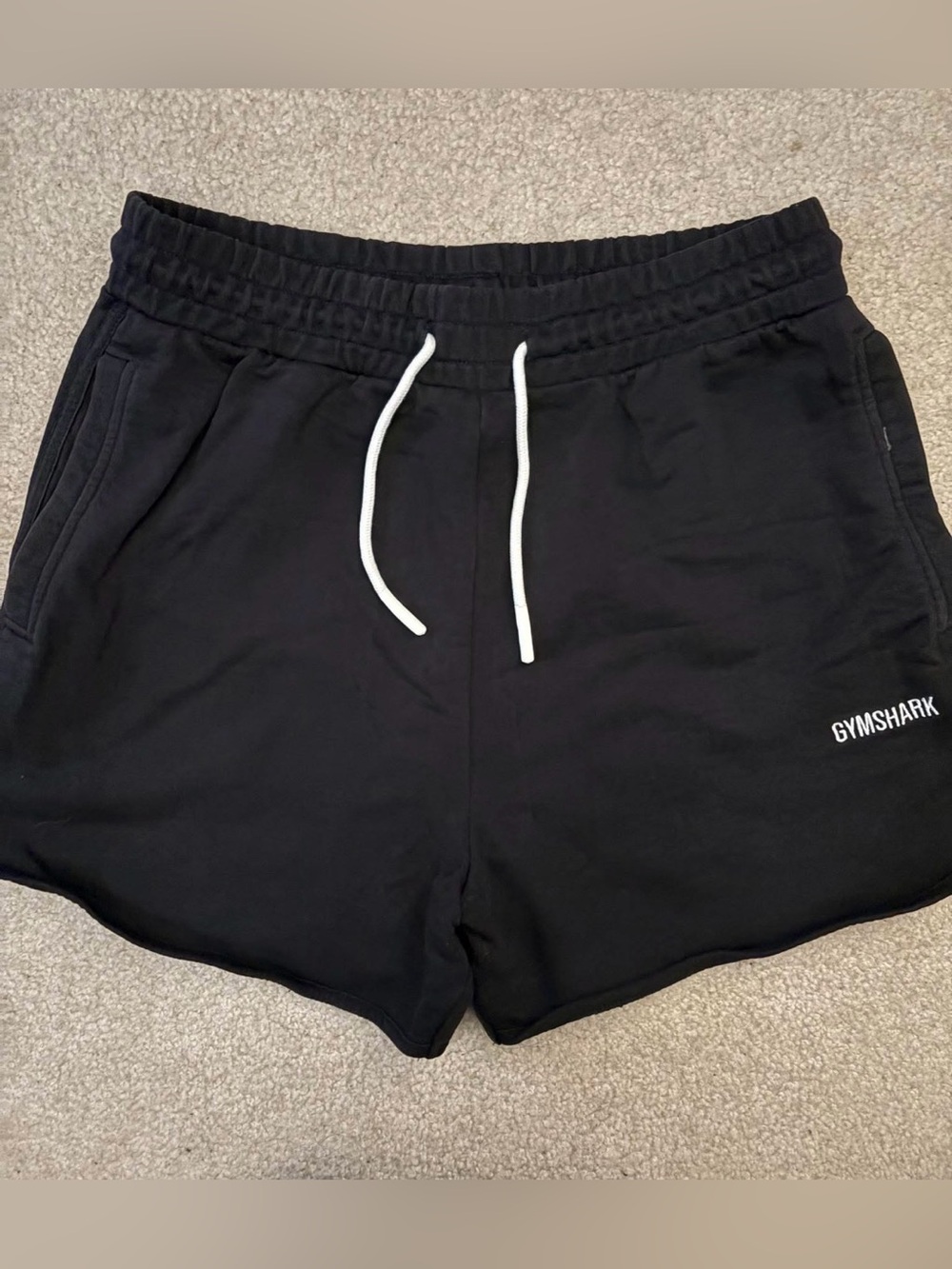 Gymshark Black Men's Athletic Lounge Shorts with White Drawstring